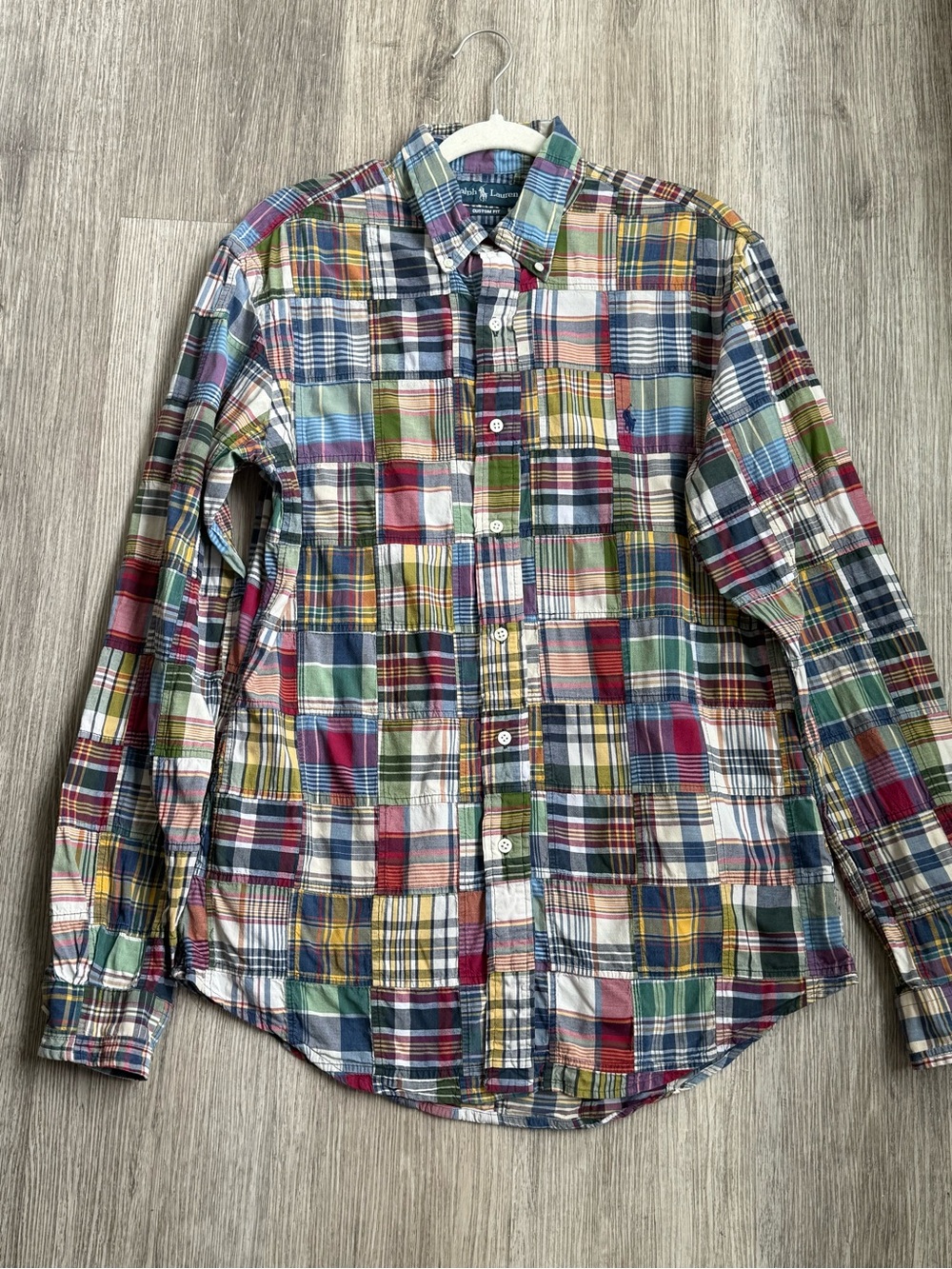 Polo Ralph Lauren Men’s M Custom Fit Madras Patchwork Shirt - Picture 9 of 9
